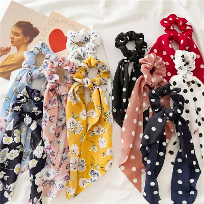 £3.29 • Buy Floral Scrunchie Scarf Hair Bow Ponytail Elastic Boho Hairband Rope Ribbon Ties