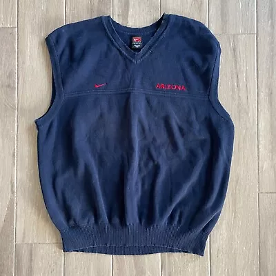 Vintage Nike Arizona Wildcats Sweater Vest Men's XL Navy Blue Preppy Y2K • $25.09