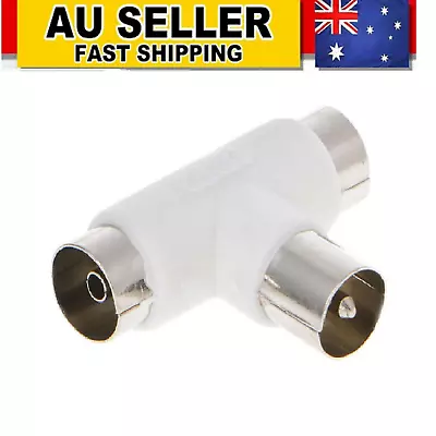 $5.99 • Buy New 2 Way Coaxial Splitter TV Aerial Coax Y Adaptor Ariel Dual Converter Adapter