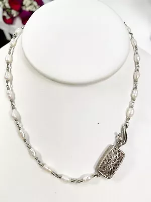 Vintage Art Nouveau Genuine Pearl High Silver Choker Necklace Lovely Clasp! • $159.99