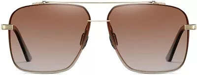 Square Polarized Sunglasses For Men - Oversized Aviator Metal Frame - Gradient U • $53.98