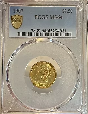 1907 PCGS MS64 $2.50 Gold Liberty Quarter Eagle • $625