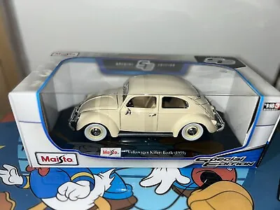 Maisto 1:18 Volkswagen 1955 Kafer Beetle Special Edition Model Car Boxed Ivory • $29.99