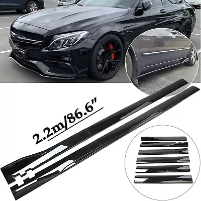 86.6'' Gloss Black Side Skirts Extention Body Kit For Mercedes Benz W205 W204 • $69.99