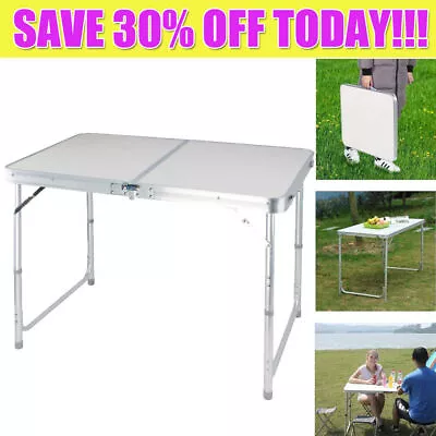4FT Folding Table Adjustable Height Aluminium Portable Camping Party BBQ • £24.72