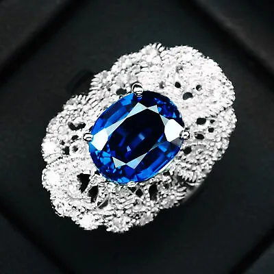 Gorgeous Vivid Blue Sapphire 6.10Ct 925 Sterling Silver Handmade Rings Size 8 • $24.99