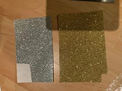 Silver  & Gold Glitter Self Stick Paper Sheets - Arts Crafts Xmas Cards Decorate • £1.55
