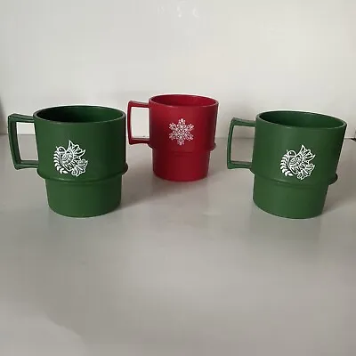 Vintage Tupperware Holiday Stackable Coffee Mugs Cups Set Of 3  #1312 • $15