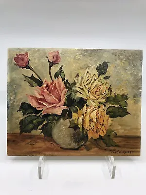 $249.93 • Buy Vintage CHA.S. W. MAEDER Roses 8 X 10” Oil On Canvas Board Shabby & Chic Signed