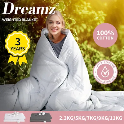 Dreamz Weighted Blanket 9KG 7KG 5KG 2.3KG Cotton Heavy Gravity Adult Deep Relax • $83.99