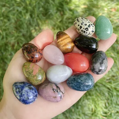 Worry Reiki Exercise Egg Stones Gemstone Palm Quartz Crystal Natural Healing • $3.27