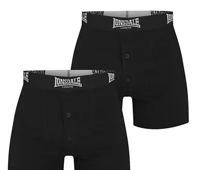 Mens Black 2 Pack Lonsdale Boxer Shorts Underwear  S M L Xl Xxl 3xl 4xl • £13.99