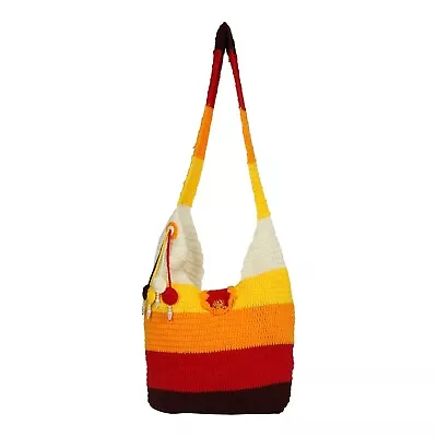 VEDI ARTISTRY Crochet Multi Color Bag Shoulder Bag Crochet Tote Bag Retro Bag • $49.99