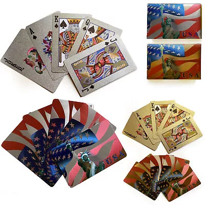 2 Deck USA Metallic Playing Cards Gold Or Silver Certified 24k Foil Plated Poker • $12.53