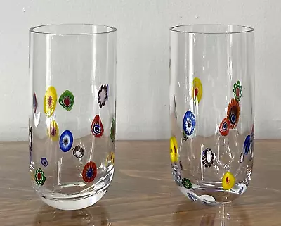 Leonardo Murano Millefiori Drinking Glass Tumbler Art Glass Set Of 2 • $26.99