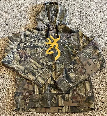 Browning Mossy Oak Mens Camo Hoodie Hooded Long Sleeve Small Hunting Outdoors • $14