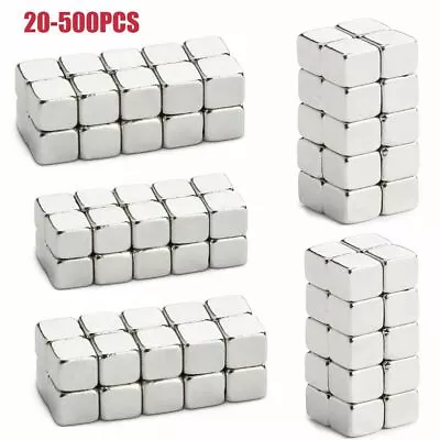 20-500X N38 5x5x5mm Square Rare Earth Neodymium Fasteners Craft Cube Magnets • $8.59