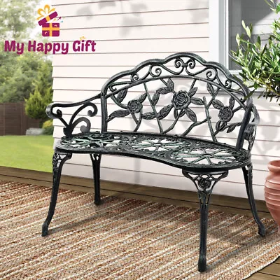 Gardeon Garden Bench Seat 100cm Cast Aluminium Outdoor Patio Chair Vintage Green • $148.27