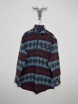 Vintage 90s Navajo Inca Tribal Native Western Thick Warm Shirt Cowboy Colourful • £24.99