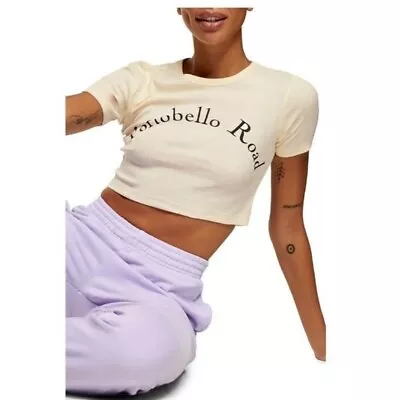 £11.60 • Buy NWT Topshop Portobello Road Crop Graphic Tee Women's Size 14 Casual Ivory