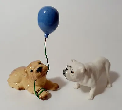 Hagen Renaker Miniature Set Bulldog And Shar Pei Dog With Blue Balloon  • $29.99