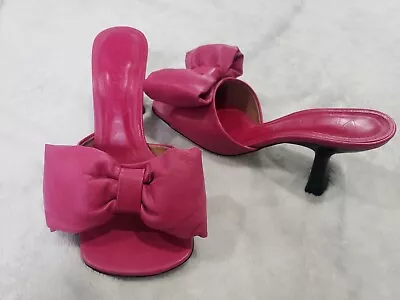 Vicenza Kitty Heel W/ Puff Bows Pink Sz 9 Eu 40 • $39