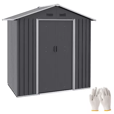 Outsunny 6.5x3.5ft Metal Garden Shed For Garden And Outdoor Storage Dark Grey • £208.99