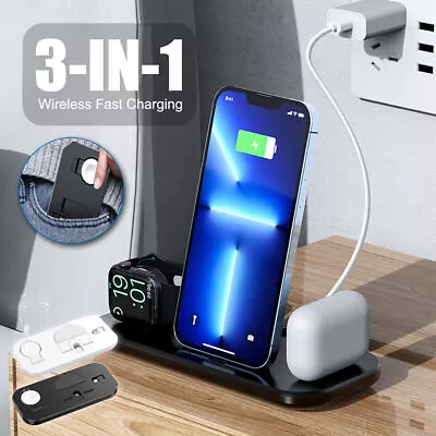 3 In 1 Wireless Charger Dock Charging Station For Apple Watch IPhone 13 12 11 XS • £7.99