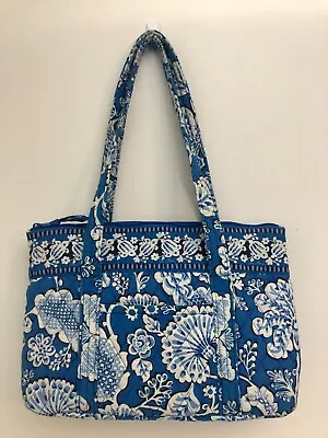 Vera Bradley Blue Lagoon Medium Zip Tote Purse Bag GUC • $9.99