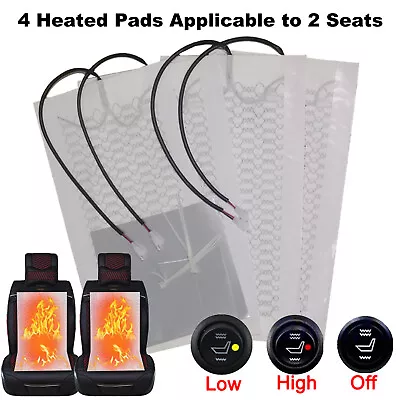 4Pads Carbon Fiber Car Heated Seat Heater Kit With Round Switch Universal E5H3 • $28.99