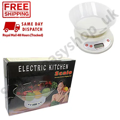 5KG Digital Kitchen Scales Food Weighing Weight Electronic Scale W/ Bowl 00105 • £12.69