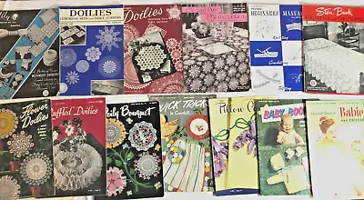 Lot Of 12 Vintage Crochet Books From 1936 - 1953 Crochet Tatting Pattern Books • $85