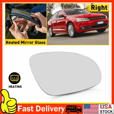 Right Passenger Side Heated Mirror Glass With Backing Plate For VW JETTA BEETLE • $14.99