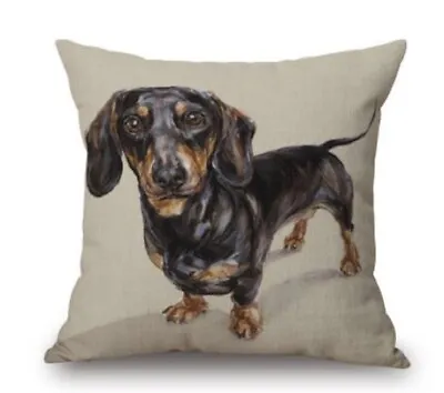 £6.99 • Buy NEW Furever Gifts Dachshund Sausage Dog Colour Sketch Cushion Cover Linen 17  UK