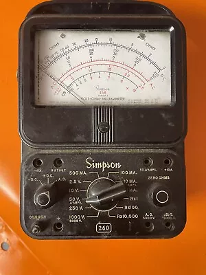 Simpson 1000v 10a 20m Ohms 260-8 Electric Analog Multimeter • $60