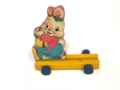 Vintage FISHER PRICE EASTER BUNNY BASKET CART #301 Missing Easter Basket Wood • $25