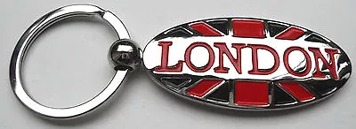 London Jubilee Union Jack Oval Shaped Solid Metal KEY RING • £3.70