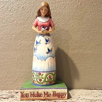 Vntg Jim Shore Heartwood Creek 2006  You Make Me Happy  Bluebirds 8 X3.5 X2 3/4  • $12.99