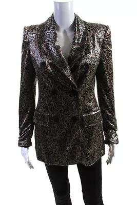 Zara Womens Velvet Paisley Print Double Breasted Blazer Jacket Multicolor Size S • $42.69