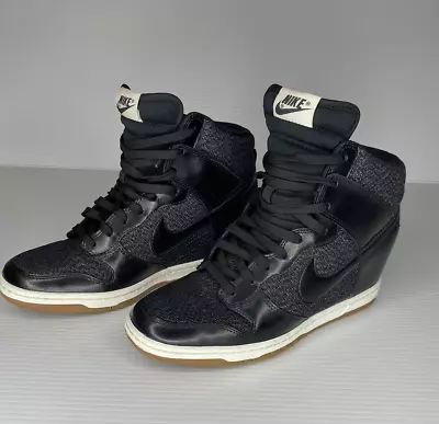 Nike Dunk Sky Hi Black Hidden Wedge Shoes Sneakers Womens Size Uk 6.5  US 9 • $89.95