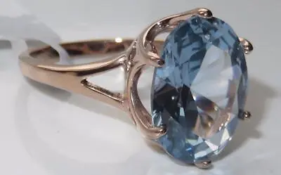 Blue Topaz Ring Rose Gold London 7ct Cz Solitaire Oval Ladies Sparkling New 1484 • £23.99