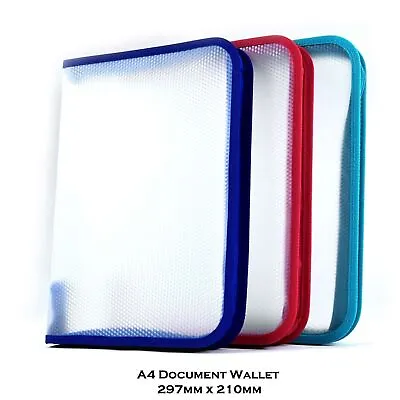 A4 File Organiser Document Filling Storage Zipper File Folder Storage Wallet Bag • £7.43