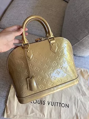 Authentic LOUIS VUITTON Monogram Gold Vernis Alma PM Hand Bag • $720