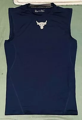 Under Armour PROJECT ROCK Tank Top Mens BRAHMA BULL Compression Heatgear MEDIUM • $30