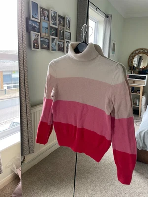 £0.99 • Buy M&S 100% Cashmere Pink And Cream Jumper Size 10