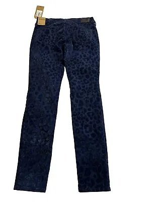 True Religion Halle Mid Rise Super Skinny Blue Leopard Jeans Size 27 NEW $228 • $26.76