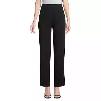 Exclusively Misook Womens L Petite Black Acrylic Wide Leg Tailored Pants Career • $36.88