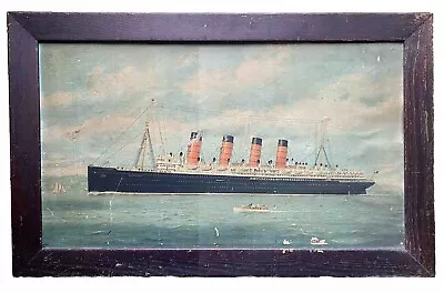 Antique 48” Cunard Line RMS Mauretania Ship Litho Poster Advertisement Titanic • $500