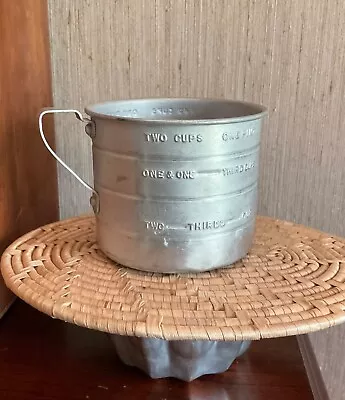 Vintage Embossed USA Made 2 Cup Aluminum Measuring Cup With Handle Country • $10