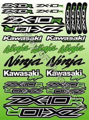 ZX-10R Ninja Motorcycle Racing Decals Stickers Fairing ZX10R ZXR Laminated /7 • £12.73